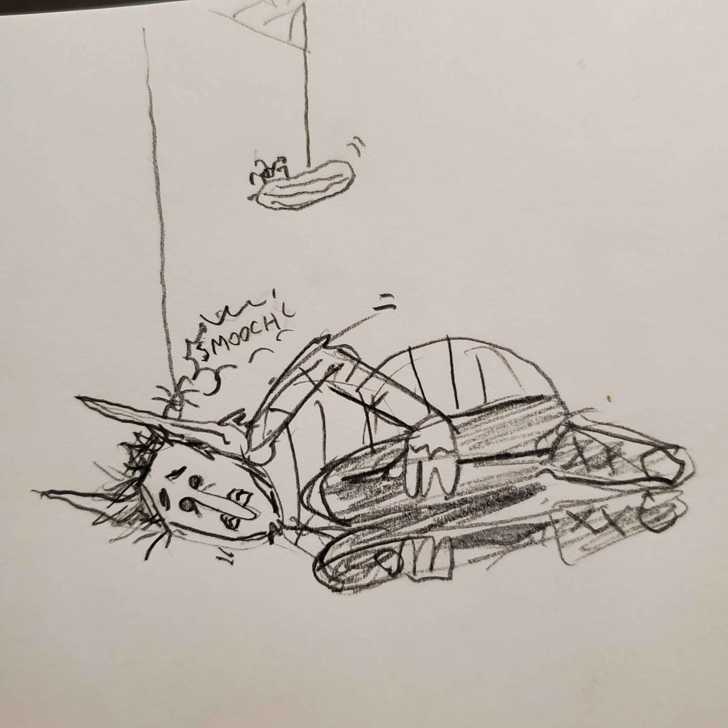 Fitz spiraling on the ground in panic while a spider lovingly kisses him and another offers him a pickle.
